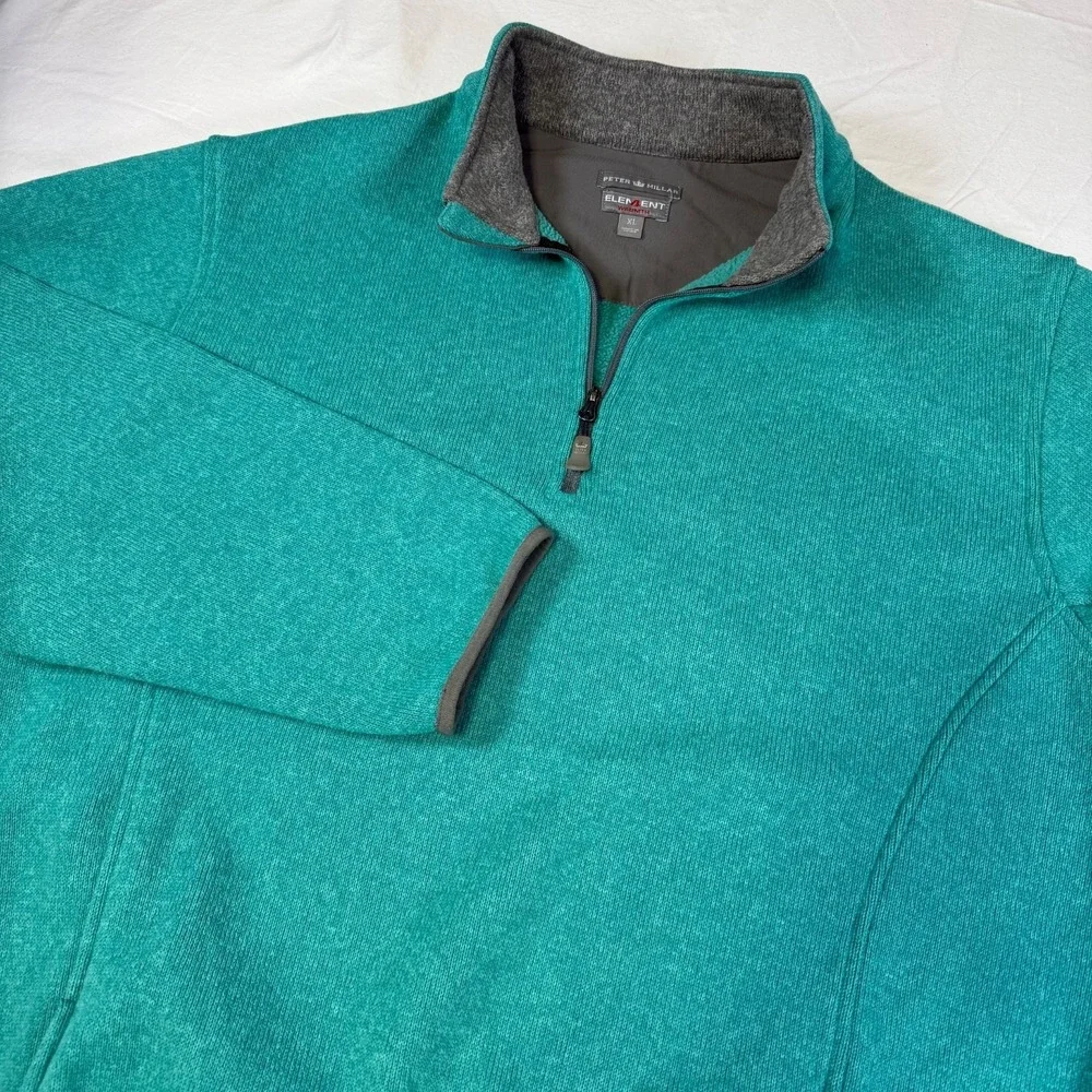 Peter Millar Element 4 Warmth 1/4 Zip Pullover Golf Fleece Men's Size XL Teal